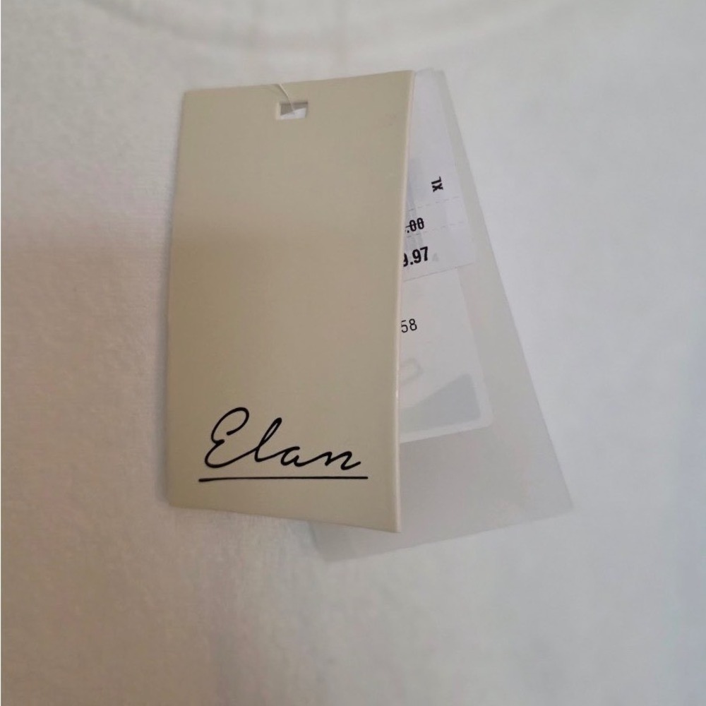 Elan Women White Terry Cloth Short Sleeve Elastic Hem Crop Top XL New - Picture 4 of 7